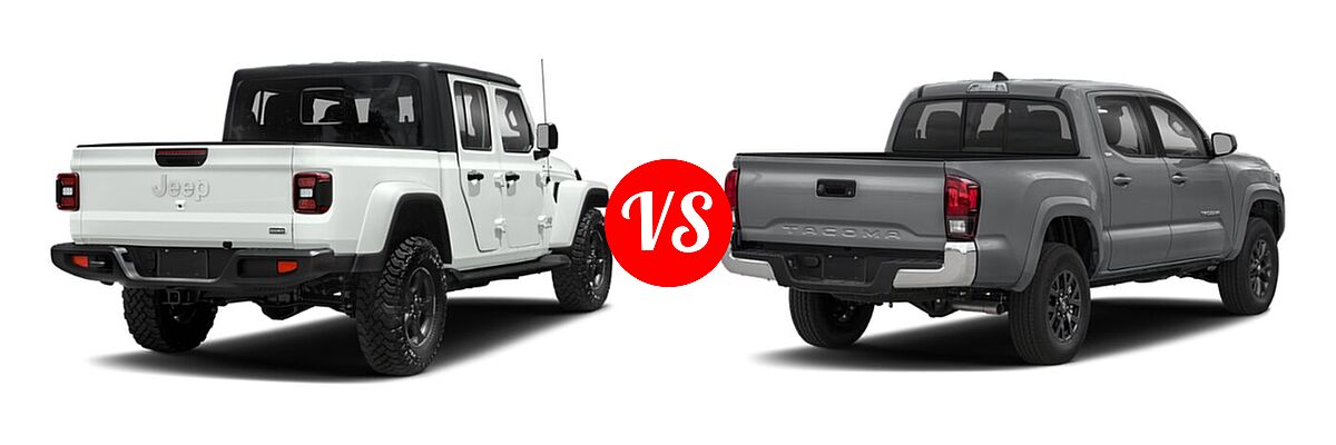 2022 Jeep Gladiator Pickup High Altitude / Overland vs. 2022 Toyota Tacoma Pickup SR5 - Rear Right Comparison