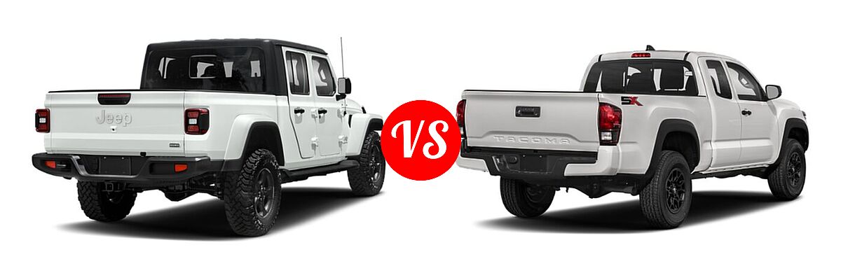 2022 Jeep Gladiator Pickup High Altitude / Overland vs. 2022 Toyota Tacoma Pickup SR - Rear Right Comparison