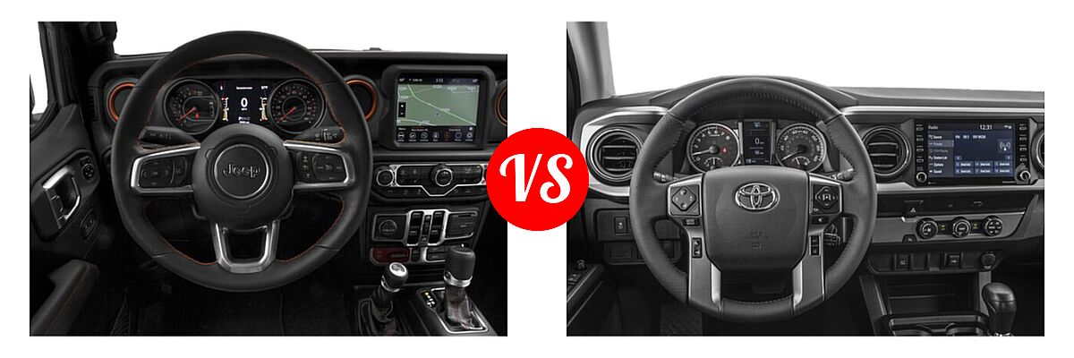 2022 Jeep Gladiator Pickup Mojave vs. 2022 Toyota Tacoma Pickup SR / SR5 / TRD Sport - Dashboard Comparison
