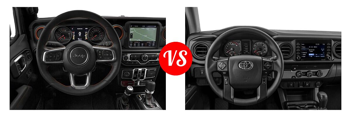2022 Jeep Gladiator Pickup Mojave vs. 2022 Toyota Tacoma Pickup SR - Dashboard Comparison