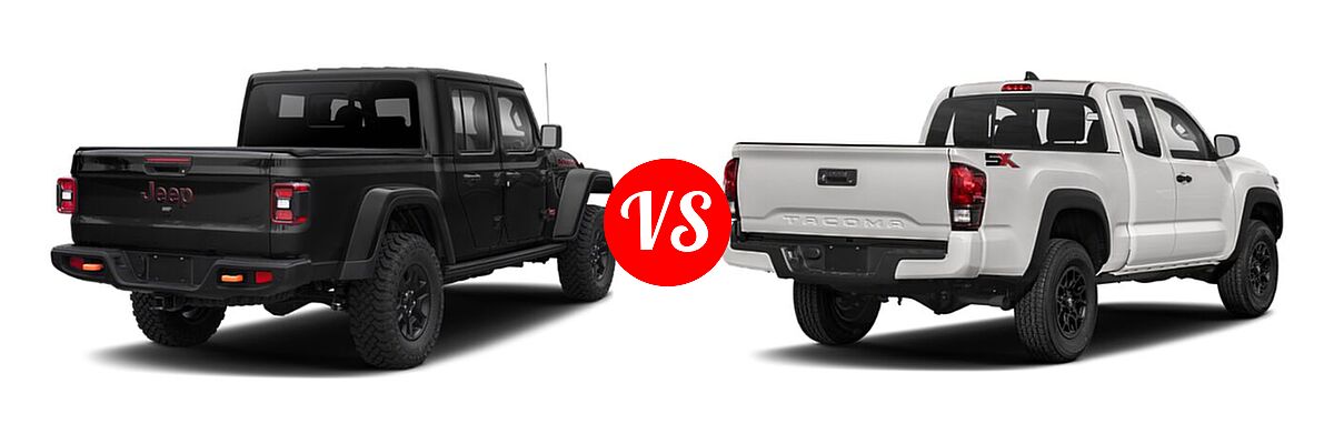 2022 Jeep Gladiator Pickup Mojave vs. 2022 Toyota Tacoma Pickup SR - Rear Right Comparison