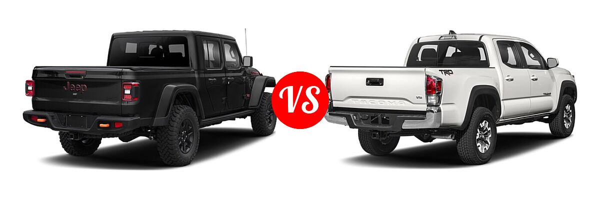 2022 Jeep Gladiator Pickup Mojave vs. 2022 Toyota Tacoma Pickup TRD Off Road - Rear Right Comparison