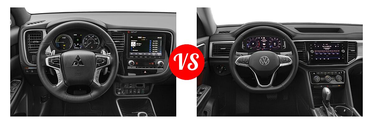 2022 Mitsubishi Outlander PHEV SUV PHEV SEL vs. 2022 Volkswagen Atlas SUV 2.0T SEL / 3.6L V6 SEL - Dashboard Comparison