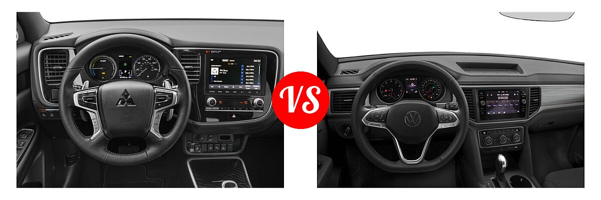 2022 Mitsubishi Outlander PHEV SUV PHEV SEL vs. 2022 Volkswagen Atlas SUV 2.0T SE / 2.0T SE w/Technology / 3.6L V6 SE w/Technology - Dashboard Comparison