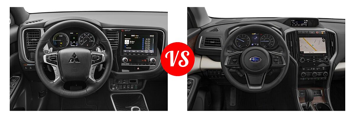 2022 Mitsubishi Outlander PHEV SUV PHEV SEL vs. 2022 Subaru Ascent SUV Touring - Dashboard Comparison