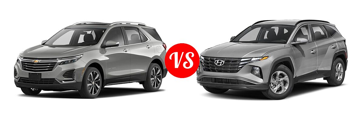 2022 Chevrolet Equinox SUV LS / LT / Premier / RS vs. 2022 Hyundai Tucson SUV SEL - Front Left Comparison