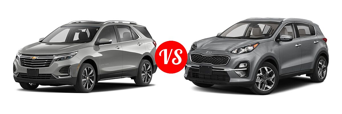 2022 Chevrolet Equinox SUV LS / LT / Premier / RS vs. 2022 Kia Sportage SUV LX - Front Left Comparison