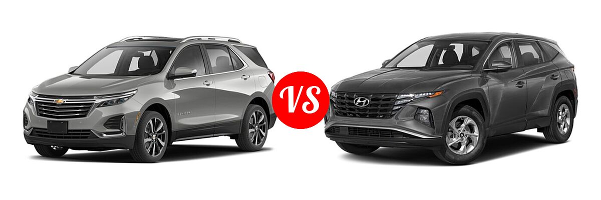 2022 Chevrolet Equinox SUV LS / LT / Premier / RS vs. 2022 Hyundai Tucson SUV N Line / SE / XRT - Front Left Comparison