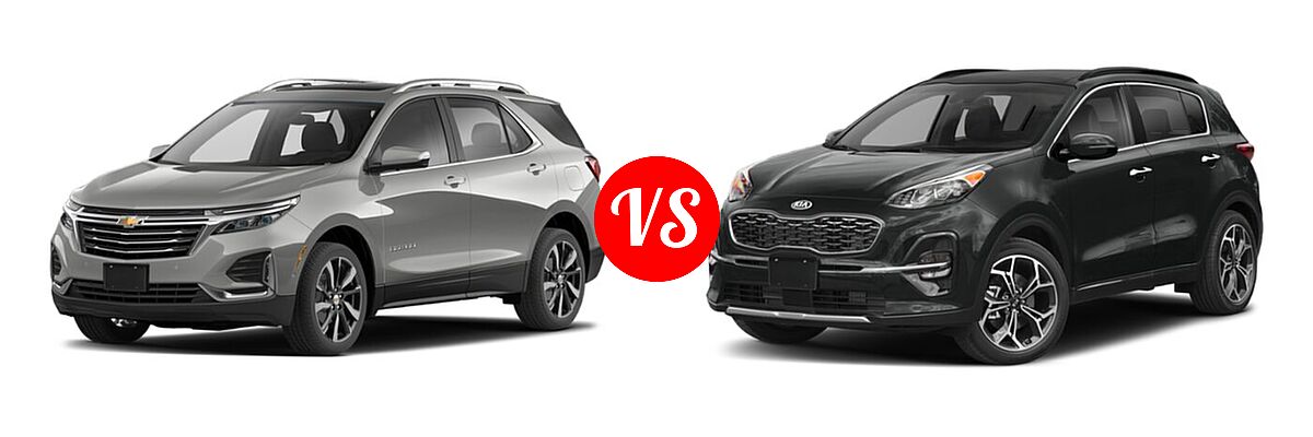2022 Chevrolet Equinox SUV LS / LT / Premier / RS vs. 2022 Kia Sportage SUV SX Turbo - Front Left Comparison