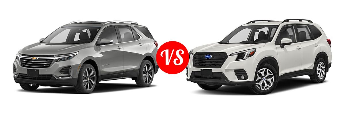 2022 Chevrolet Equinox SUV LS / LT / Premier / RS vs. 2022 Subaru Forester SUV Premium - Front Left Comparison