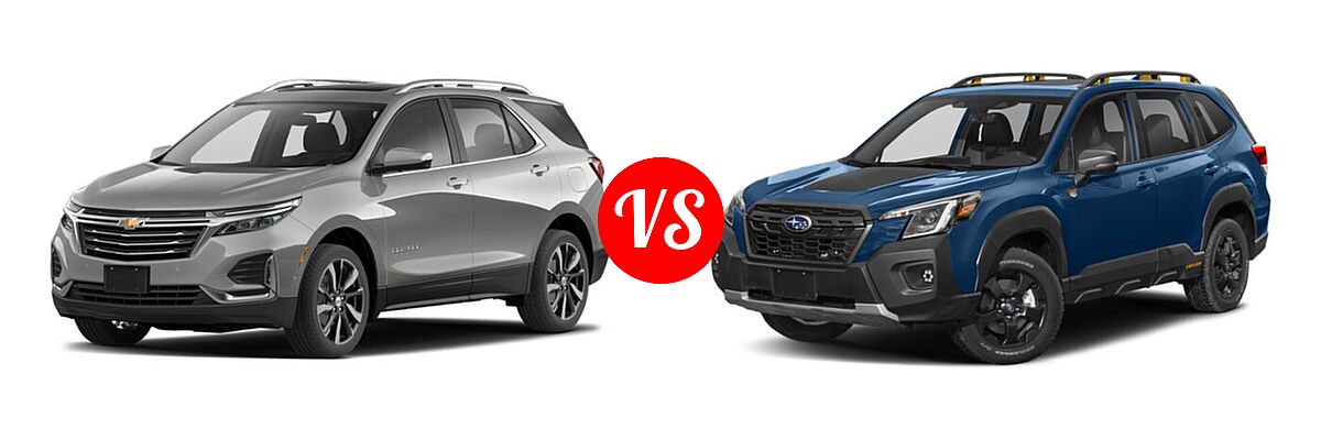 2022 Chevrolet Equinox SUV LS / LT / Premier / RS vs. 2022 Subaru Forester SUV Wilderness - Front Left Comparison