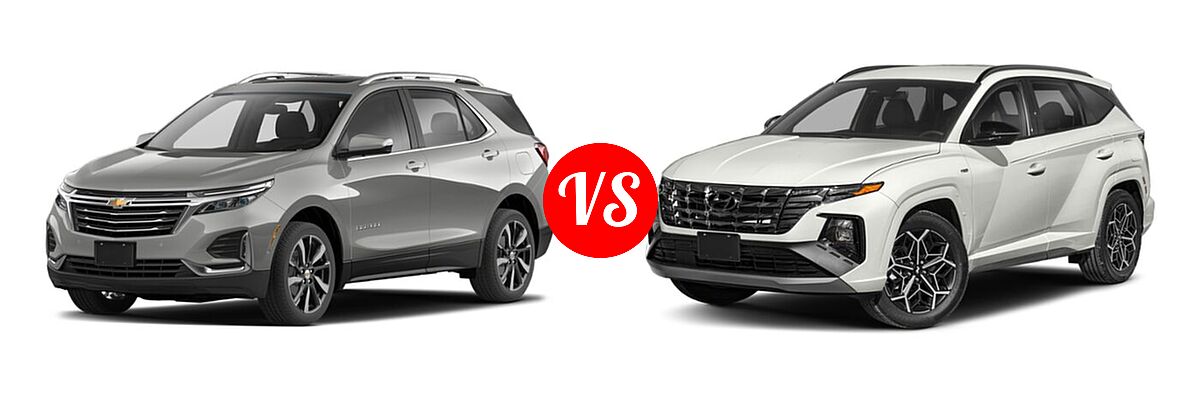 2022 Chevrolet Equinox SUV LS / LT / Premier / RS vs. 2022 Hyundai Tucson SUV N Line - Front Left Comparison