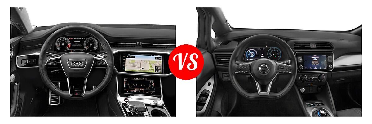 2022 Audi S7 Hatchback Premium Plus / Prestige vs. 2022 Nissan Leaf Hatchback Electric S / S PLUS / SL PLUS / SV / SV PLUS - Dashboard Comparison
