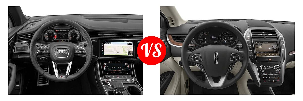 2022 Audi SQ7 SUV Premium Plus / Prestige vs. 2019 Lincoln MKC SUV Black Label / FWD / Reserve / Select / Standard - Dashboard Comparison