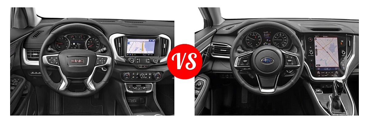 2022 GMC Terrain SUV AT4 / Denali / SLE / SLT vs. 2022 Subaru Outback SUV Limited - Dashboard Comparison