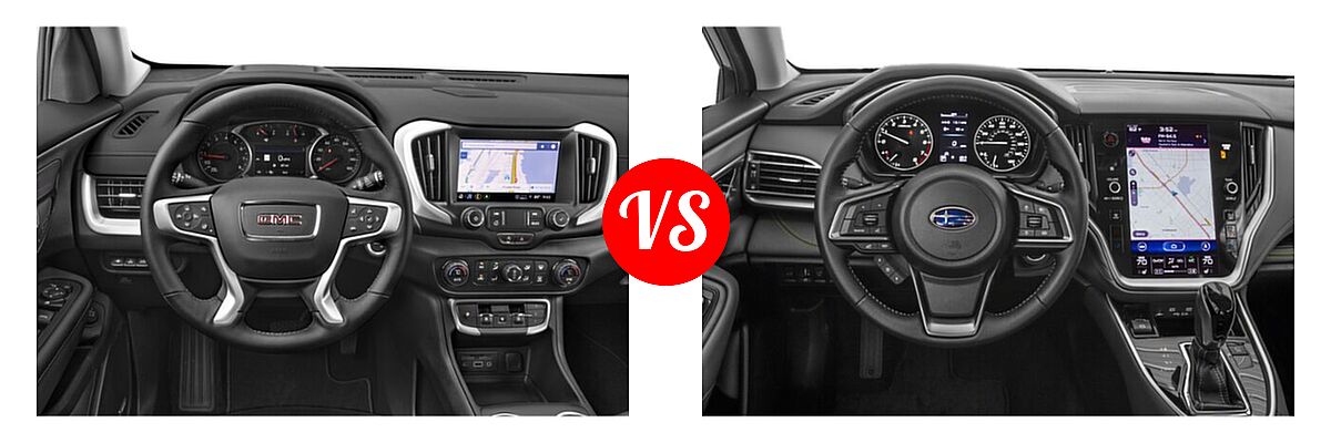 2022 GMC Terrain SUV AT4 / Denali / SLE / SLT vs. 2022 Subaru Outback SUV Onyx Edition XT - Dashboard Comparison