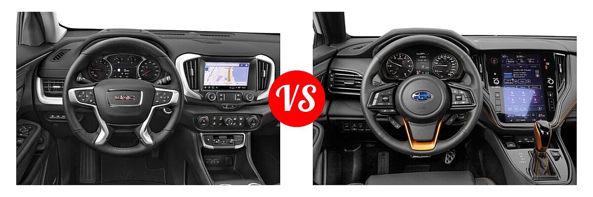 2022 GMC Terrain SUV AT4 / Denali / SLE / SLT vs. 2022 Subaru Outback SUV Wilderness - Dashboard Comparison