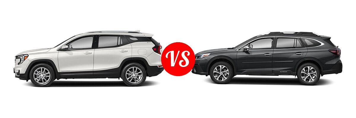 2022 GMC Terrain SUV AT4 / Denali / SLE / SLT vs. 2022 Subaru Outback SUV Touring - Side Comparison