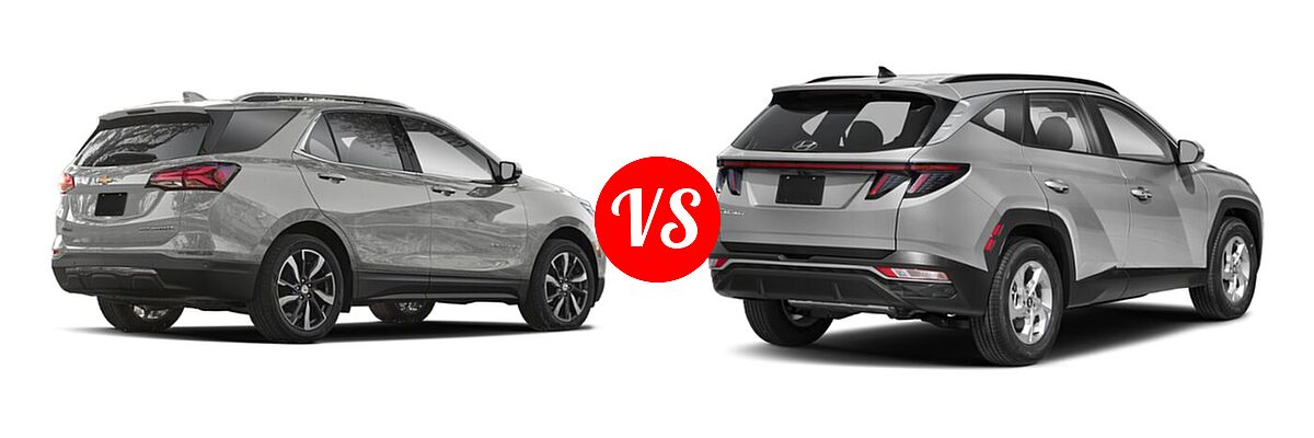 2022 Chevrolet Equinox SUV LS / LT / Premier / RS vs. 2022 Hyundai Tucson SUV SEL - Rear Right Comparison