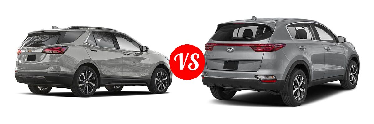 2022 Chevrolet Equinox SUV LS / LT / Premier / RS vs. 2022 Kia Sportage SUV LX - Rear Right Comparison