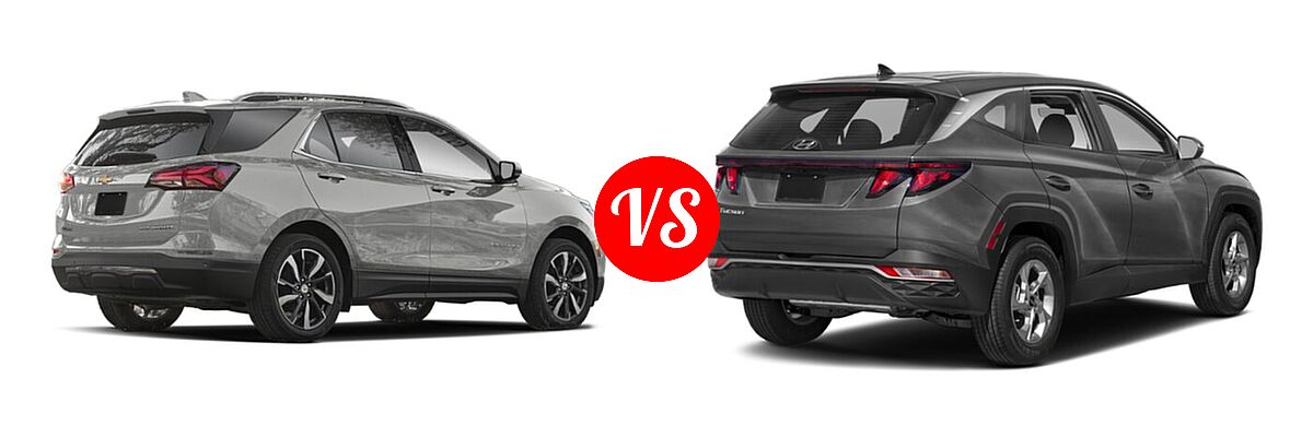 2022 Chevrolet Equinox SUV LS / LT / Premier / RS vs. 2022 Hyundai Tucson SUV N Line / SE / XRT - Rear Right Comparison