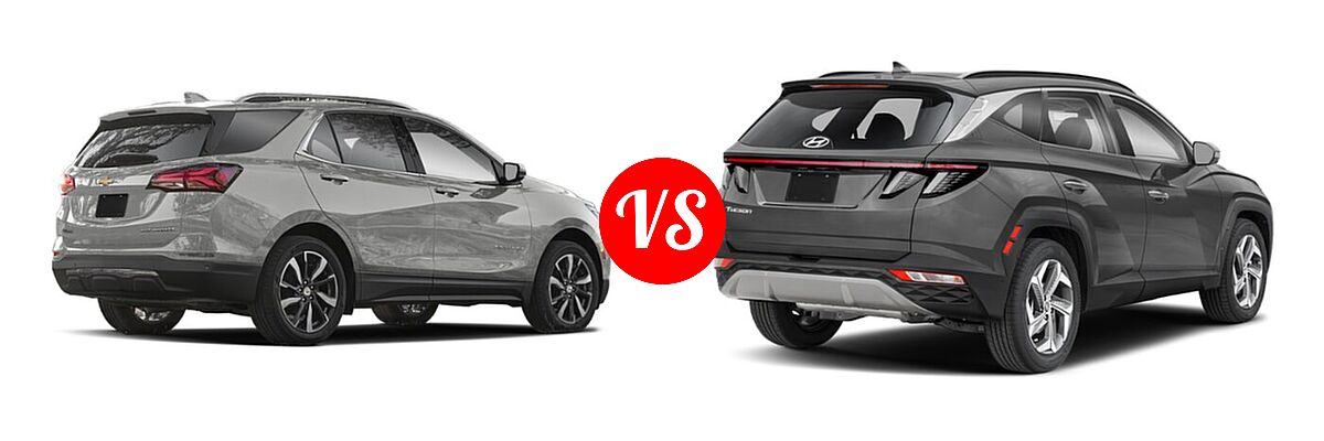 2022 Chevrolet Equinox SUV LS / LT / Premier / RS vs. 2022 Hyundai Tucson SUV Limited - Rear Right Comparison