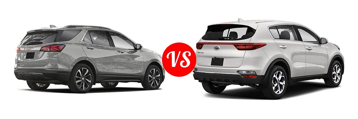 2022 Chevrolet Equinox SUV LS / LT / Premier / RS vs. 2022 Kia Sportage SUV LX - Rear Right Comparison