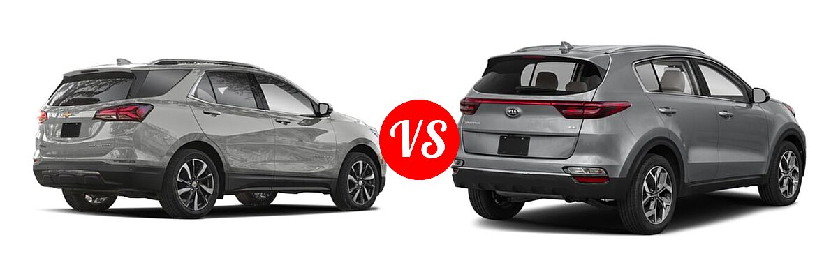 2022 Chevrolet Equinox SUV LS / LT / Premier / RS vs. 2022 Kia Sportage SUV EX - Rear Right Comparison