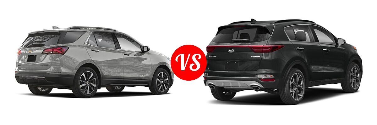 2022 Chevrolet Equinox SUV LS / LT / Premier / RS vs. 2022 Kia Sportage SUV SX Turbo - Rear Right Comparison