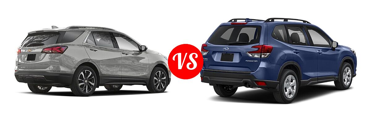 2022 Chevrolet Equinox SUV LS / LT / Premier / RS vs. 2022 Subaru Forester SUV CVT - Rear Right Comparison