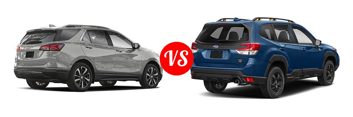 2022 Chevrolet Equinox SUV LS / LT / Premier / RS vs. 2022 Subaru Forester SUV Wilderness - Rear Right Comparison