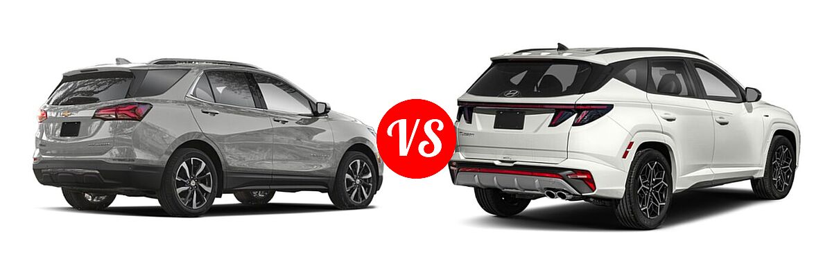 2022 Chevrolet Equinox SUV LS / LT / Premier / RS vs. 2022 Hyundai Tucson SUV N Line - Rear Right Comparison