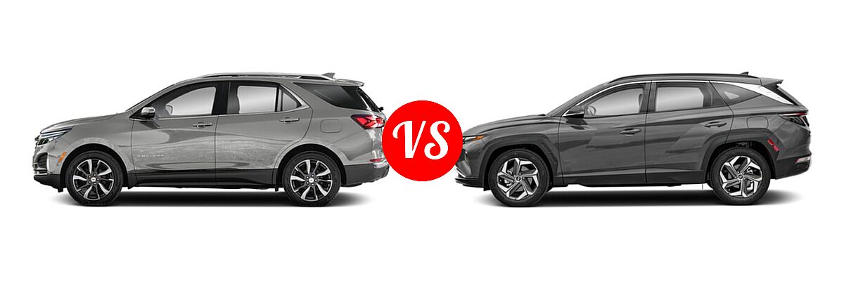 2022 Chevrolet Equinox SUV LS / LT / Premier / RS vs. 2022 Hyundai Tucson SUV Limited - Side Comparison