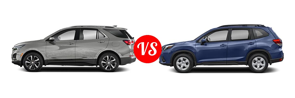 2022 Chevrolet Equinox SUV LS / LT / Premier / RS vs. 2022 Subaru Forester SUV CVT - Side Comparison