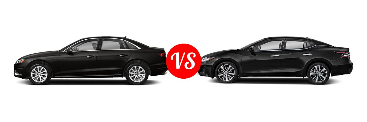 2022 Audi A4 Sedan Premium / Premium Plus / Prestige / S line Premium / S line Premium Plus / S line Prestige vs. 2022 Nissan Maxima Sedan SV - Side Comparison