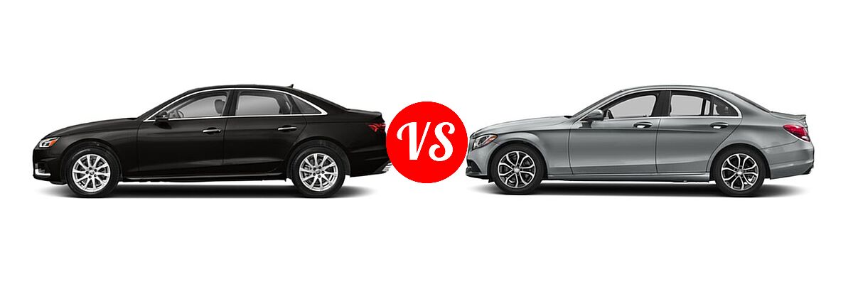 2022 Audi A4 Sedan Premium / Premium Plus / Prestige / S line Premium / S line Premium Plus / S line Prestige vs. 2018 Mercedes-Benz C-Class Sedan C 300 - Side Comparison