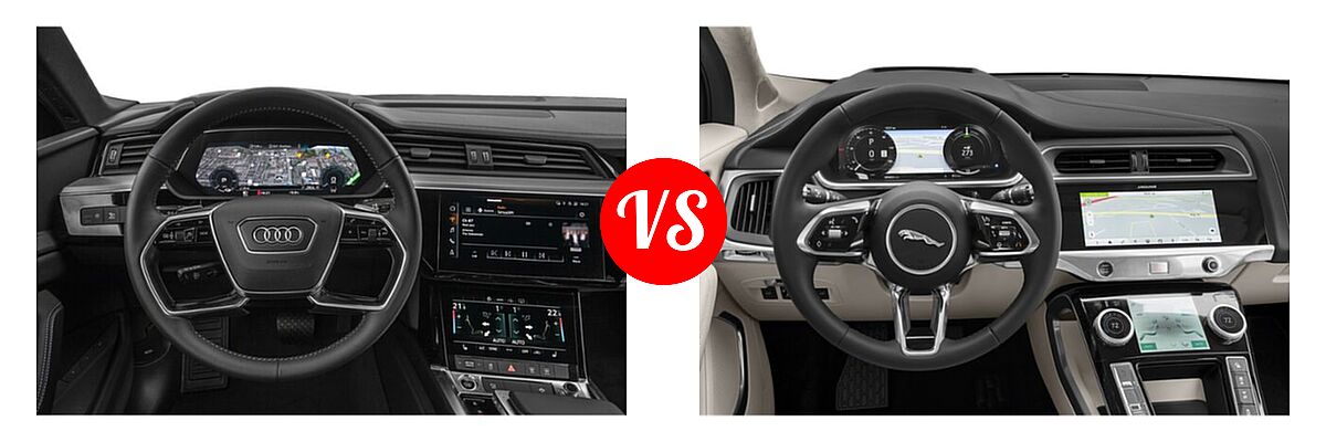2022 Audi e-tron Sportback SUV Electric S line Premium / S line Premium Plus vs. 2019 Jaguar I-PACE SUV Electric First Edition / HSE / S / SE - Dashboard Comparison