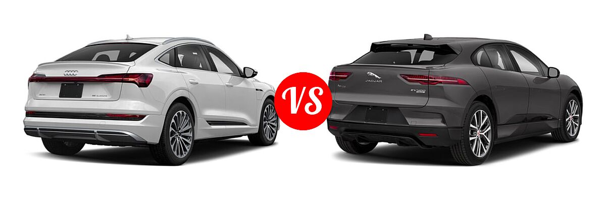 2022 Audi e-tron Sportback SUV Electric S line Premium / S line Premium Plus vs. 2019 Jaguar I-PACE SUV Electric First Edition / HSE / S / SE - Rear Right Comparison