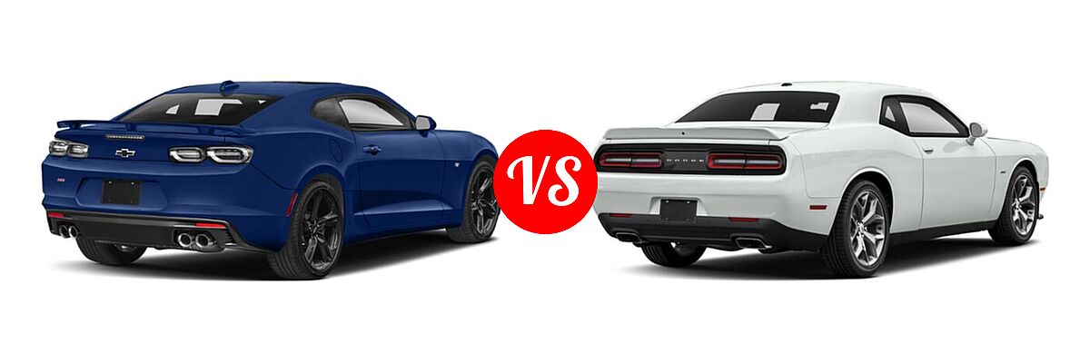 2022 Chevrolet Camaro Coupe 1SS / 2SS vs. 2022 Dodge Challenger Coupe GT / R/T - Rear Right Comparison