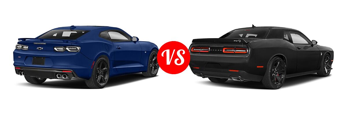 2022 Chevrolet Camaro Coupe 1SS / 2SS vs. 2022 Dodge Challenger Coupe R/T Scat Pack - Rear Right Comparison