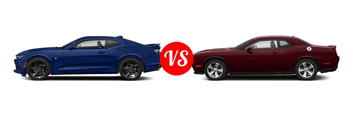 2022 Chevrolet Camaro Coupe 1SS / 2SS vs. 2022 Dodge Challenger Coupe SXT - Side Comparison
