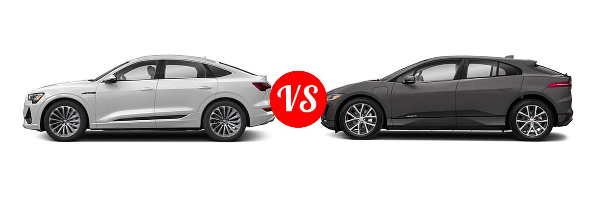 2022 Audi e-tron Sportback SUV Electric S line Premium / S line Premium Plus vs. 2019 Jaguar I-PACE SUV Electric First Edition / HSE / S / SE - Side Comparison