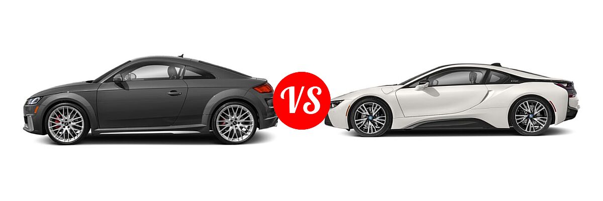 2022 Audi TTS Coupe 2.0 TFSI quattro vs. 2019 BMW i8 Coupe PHEV Coupe - Side Comparison