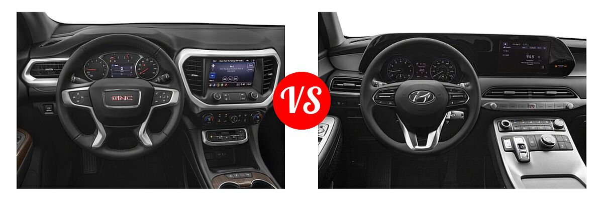 2022 GMC Acadia SUV AT4 / SLE / SLT vs. 2022 Hyundai Palisade SUV SE - Dashboard Comparison
