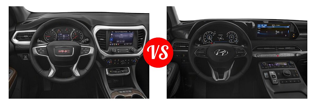2022 GMC Acadia SUV AT4 / SLE / SLT vs. 2022 Hyundai Palisade SUV Limited - Dashboard Comparison