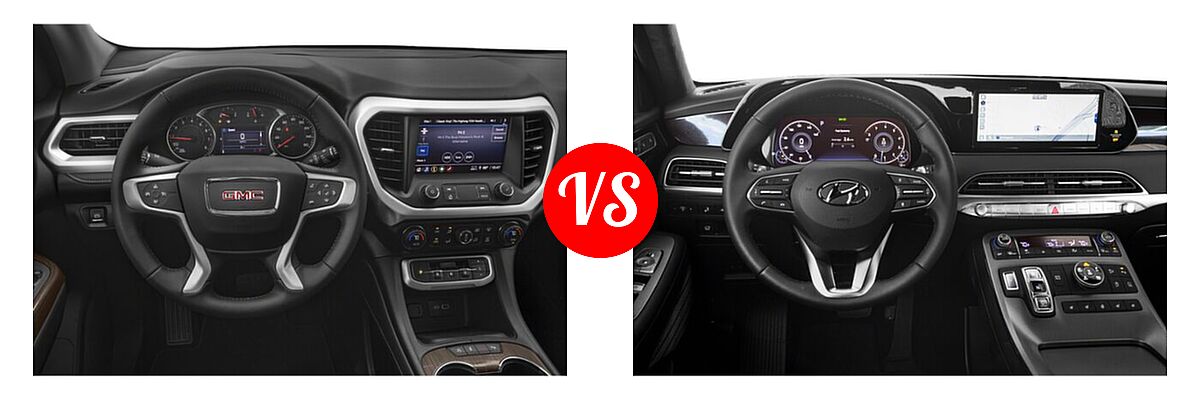 2022 GMC Acadia SUV AT4 / SLE / SLT vs. 2022 Hyundai Palisade SUV Calligraphy - Dashboard Comparison
