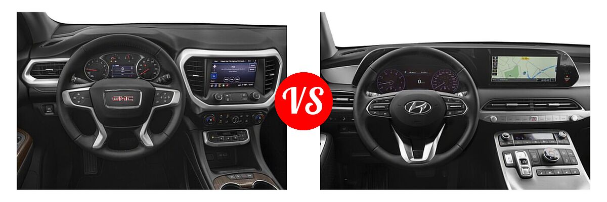 2022 GMC Acadia SUV AT4 / SLE / SLT vs. 2022 Hyundai Palisade SUV SEL - Dashboard Comparison