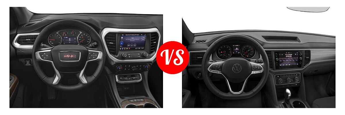 2022 GMC Acadia SUV AT4 / SLE / SLT vs. 2022 Volkswagen Atlas SUV 2.0T SE / 2.0T SE w/Technology / 3.6L V6 SE w/Technology - Dashboard Comparison