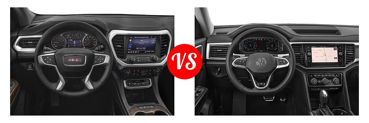 2022 GMC Acadia SUV AT4 / SLE / SLT vs. 2022 Volkswagen Atlas SUV 3.6L V6 SEL Premium R-Line / 3.6L V6 SEL R-Line Black - Dashboard Comparison