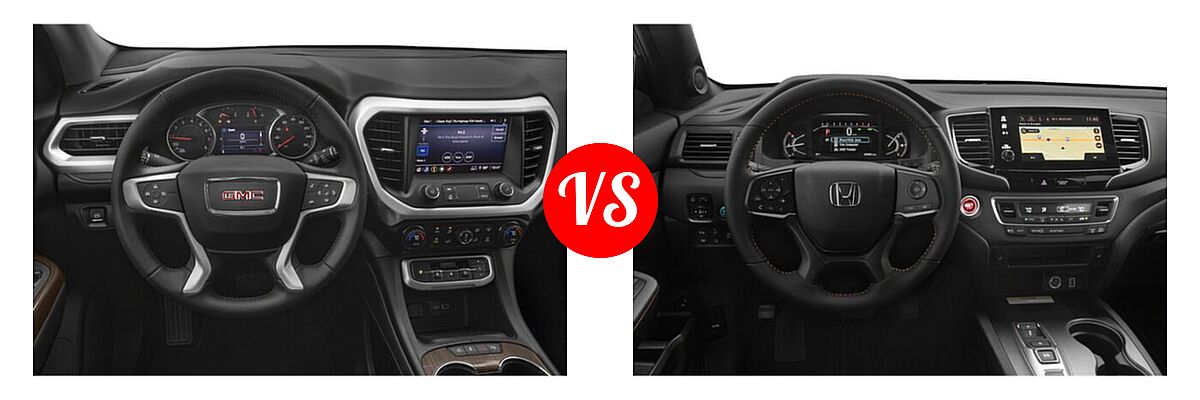 2022 GMC Acadia SUV AT4 / SLE / SLT vs. 2022 Honda Passport SUV TrailSport - Dashboard Comparison